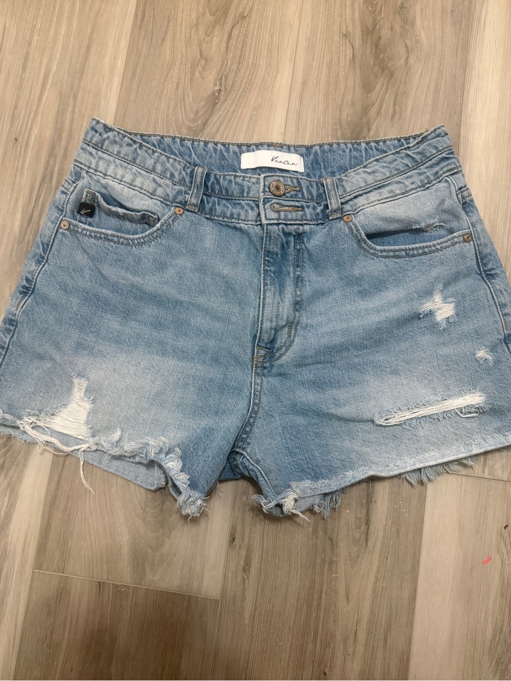 KanCan Light Blue Distressed Denim Shorts